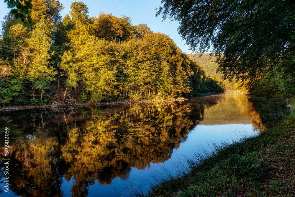 Early morning on the River Tay, Dunkeld, Perthshire North, Scotland Early morning on the River Tay, Dunkeld, Perthshire North, Scotland
