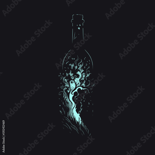 Weinflasche skizziert (AI generiert) und vektorisiert