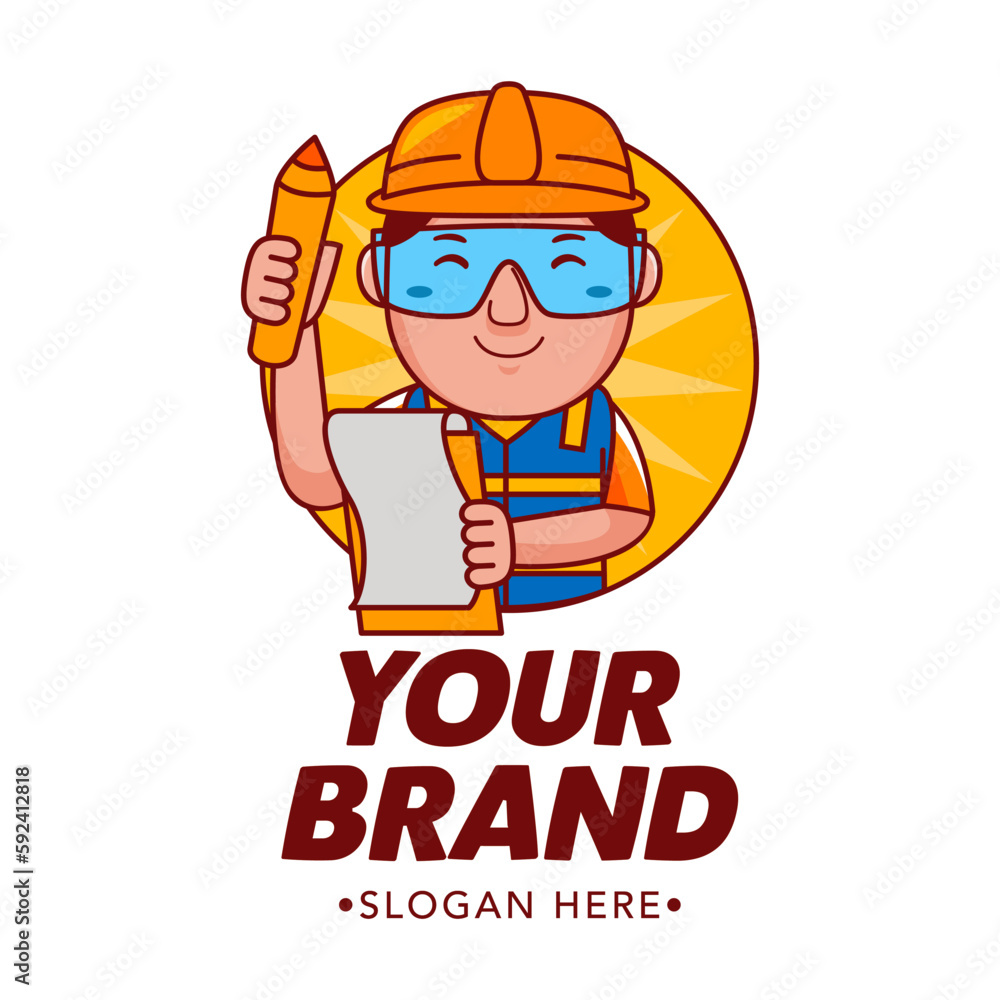 Cute Engineer Cartoon Mascot Logo Cute Engineer Cartoon Mascot Logo