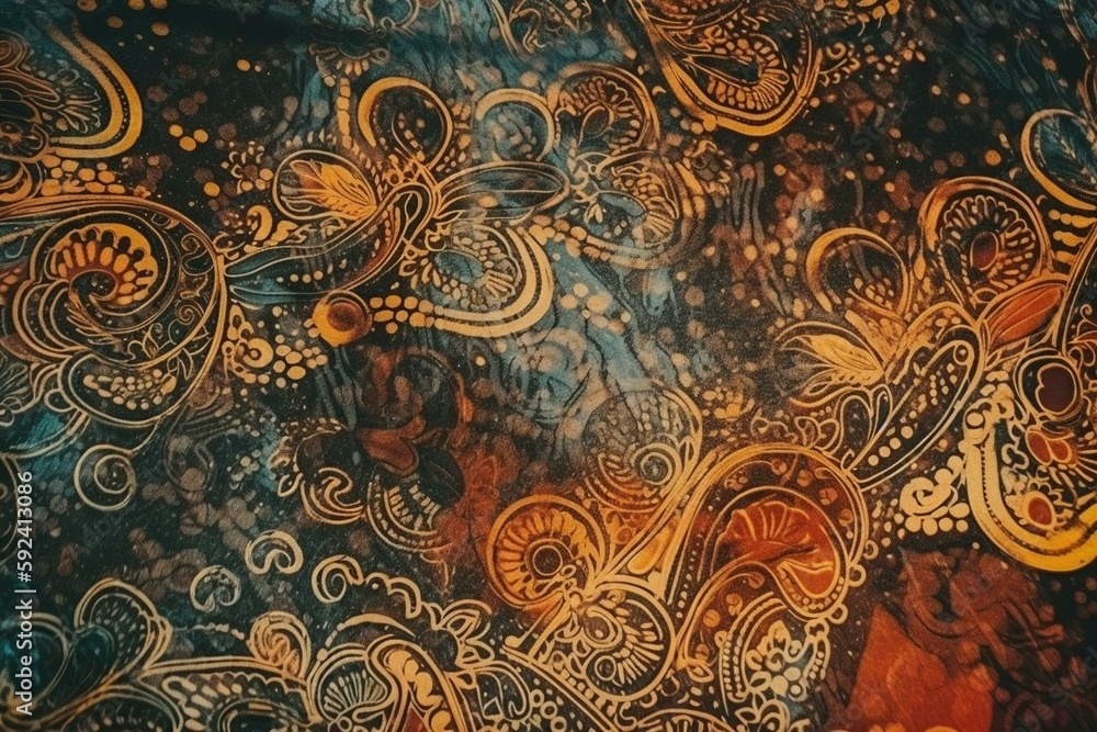 Abstract Old Effects. Batik Pattern for Cloth. Generative AI