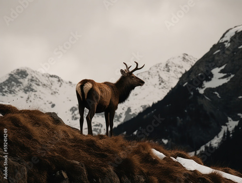 Deer in mountain range generatieve ai