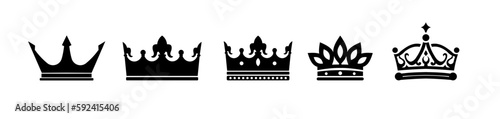 Crown icon set, premium crown - vector icon
