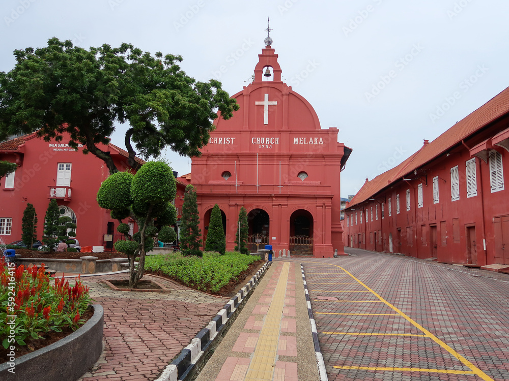 The oriental red building in Melaka, Malacca, Malaysia.