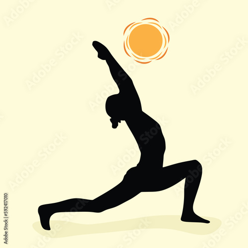 player silhouette vector A woman doing yoga with the sun in the background vector design lady doing yoga and banner design for international day 