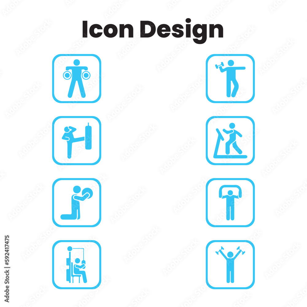 Corporate Creative Gym Icon Design Set design icon. Signs and symbols collection icon on white background Corporate Creative Gym Icon Design Set design icon. Signs and symbols collection icon on white background