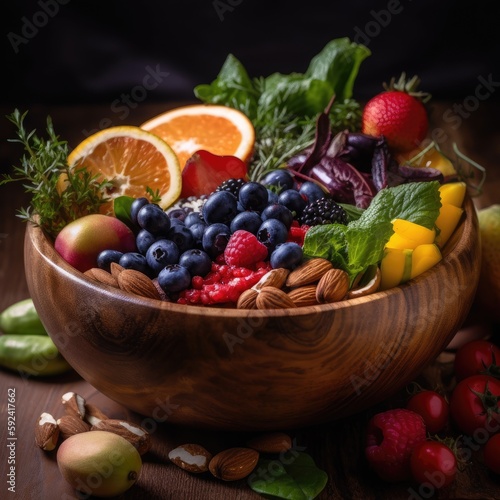 Nutritious and Healthy Food Plate  Fresh and Colorful  Generative AI