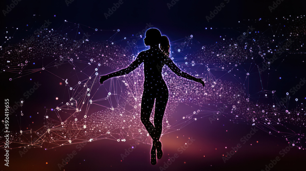 Generative ai futuristic image with glowing dots in space Generative ai futuristic image with glowing dots in space