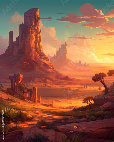 Desert landscape illustration