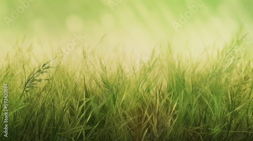 Wide grass textured banner background Generative AI