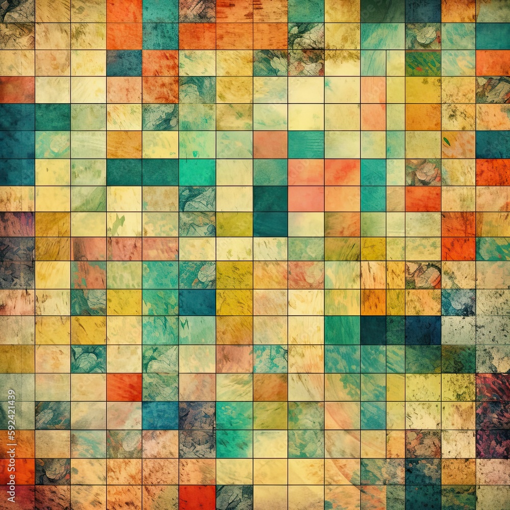 Bright Colours and Unique Patterns Intersect - Fabulous Geometric Vintage Wallpaper Design: Generative AI Bright Colours and Unique Patterns Intersect - Fabulous Geometric Vintage Wallpaper Design: Generative AI