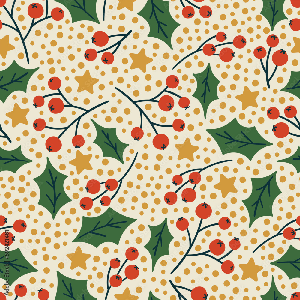 Holly Berries Seamless Vector Repeat Pattern Holly Berries Seamless Vector Repeat Pattern