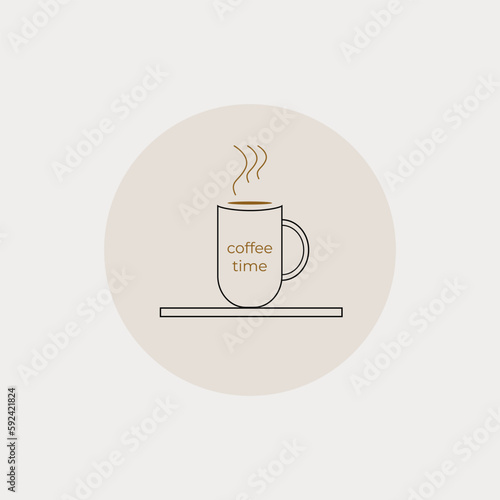 Coffee time. An icon with the image of a coffee cup. Vector illustration  eps10.