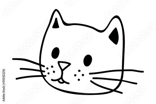 Hand drawn cat muzzle clipart. Cute pet face doodle
