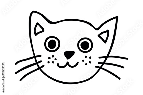 Hand drawn cat muzzle clipart. Cute pet face doodle