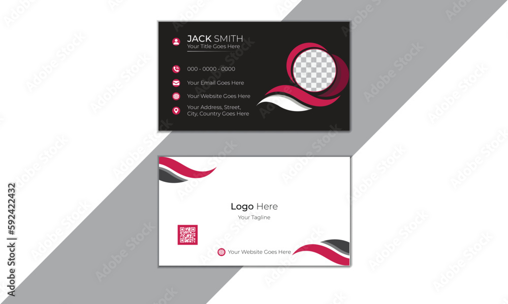 Striped Optical Illusion Business Card. Creative and modern business card template. Flat gradation business card inspiration.