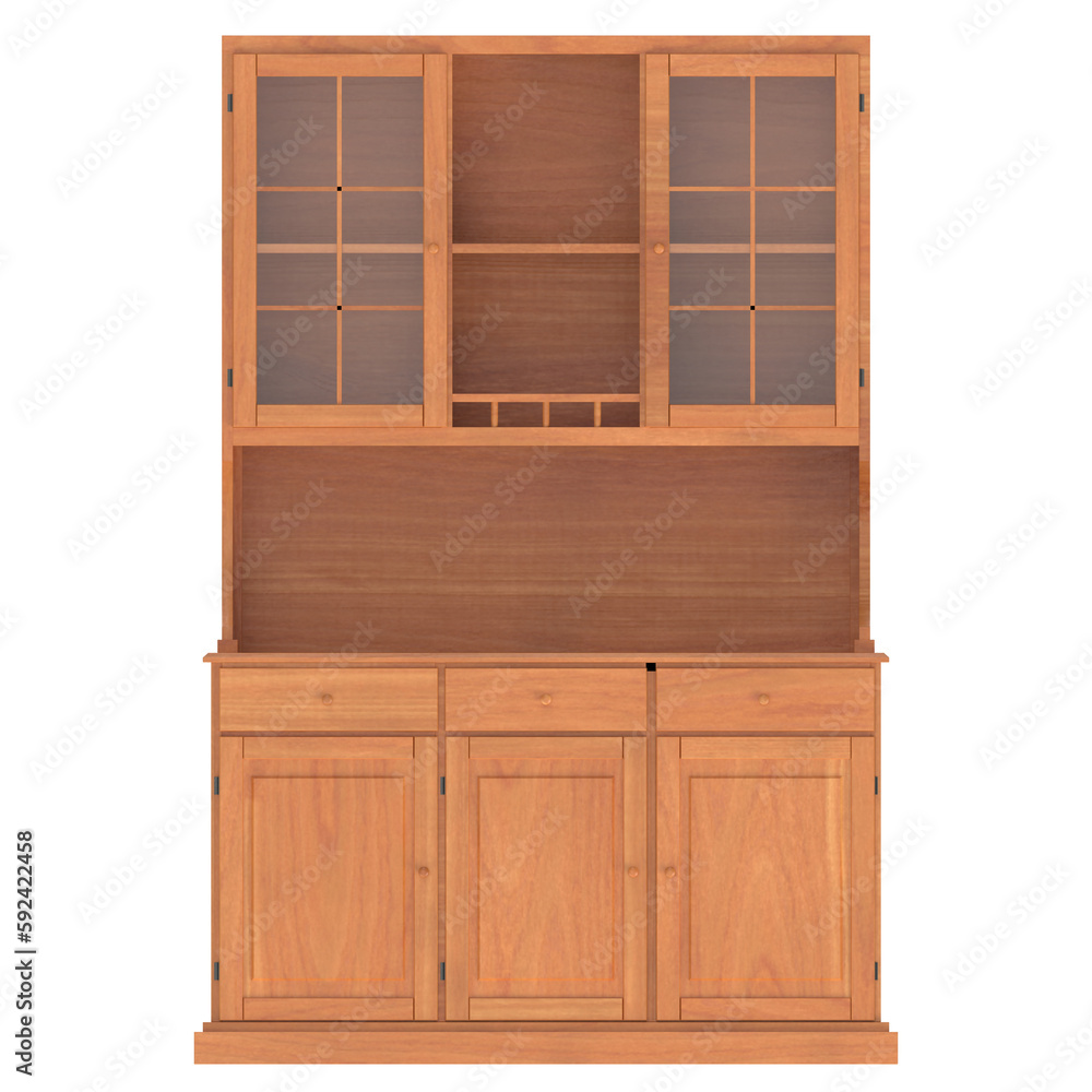 3D rendering illustration of a kitchen cupboard 3D rendering illustration of a kitchen cupboard