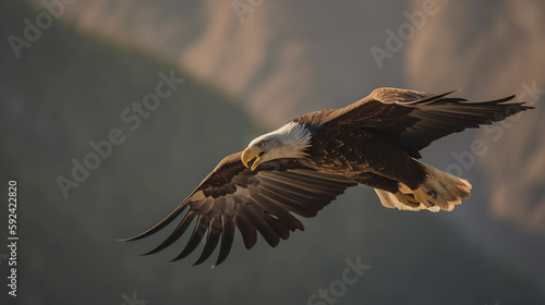 Majestic freedom eagle flying isolated and close up - Generative AI