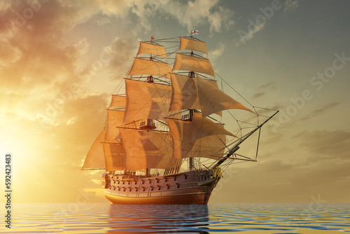 Εκτύπωση καμβά Old galleon ship