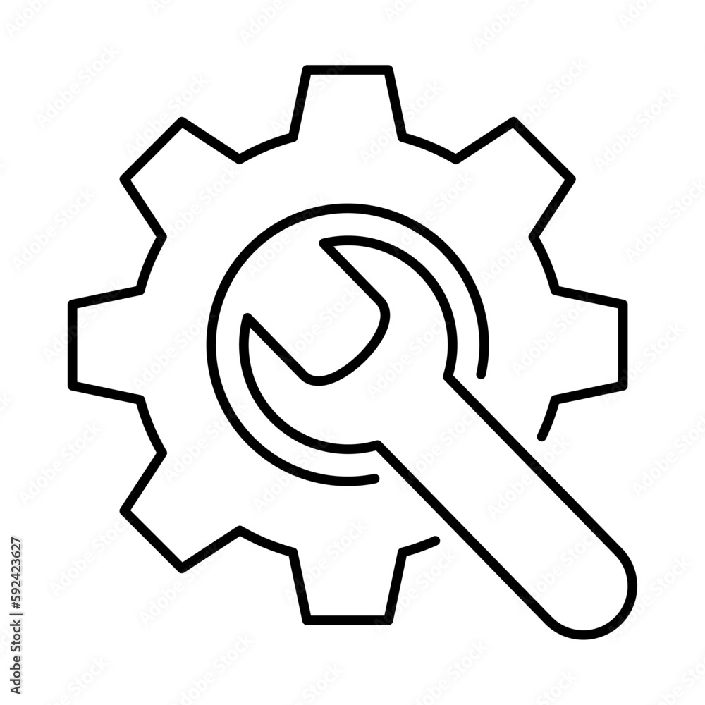 Wrench and gear line icon. Design can use for web and mobile app. Vector illustration Wrench and gear line icon. Design can use for web and mobile app. Vector illustration