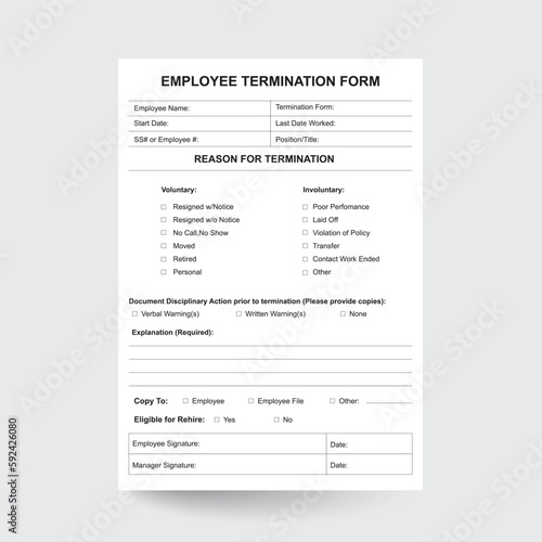Employee Termination Form,Printable Employee Termination Form,Editable Employee Termination Form,Business Tools,Termination List,Termination Letter,Agreement Template