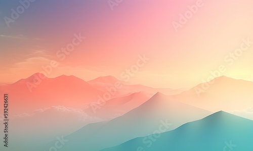  a mountain range with a pink and blue sky in the background and a pink and blue sky in the foreground with a few clouds in the foreground. generative ai