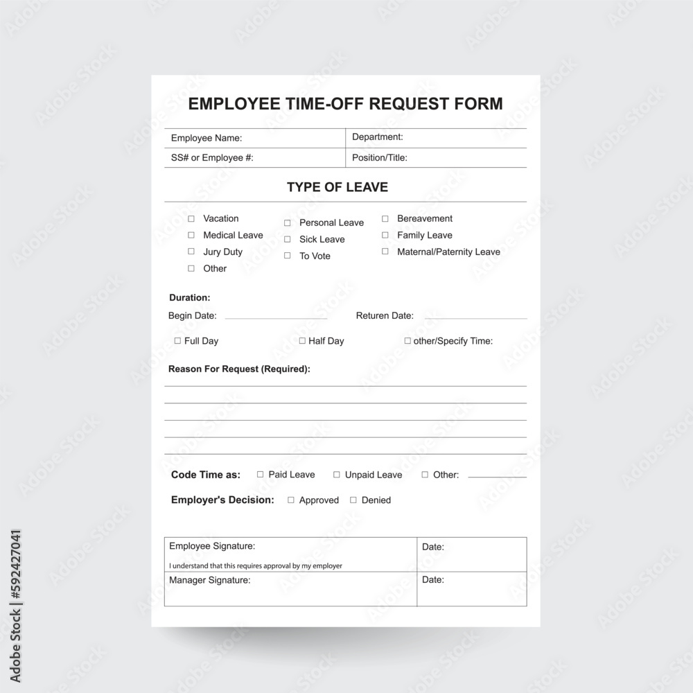 Employee Time Off Request Form,Vacation Request Form,employee time off