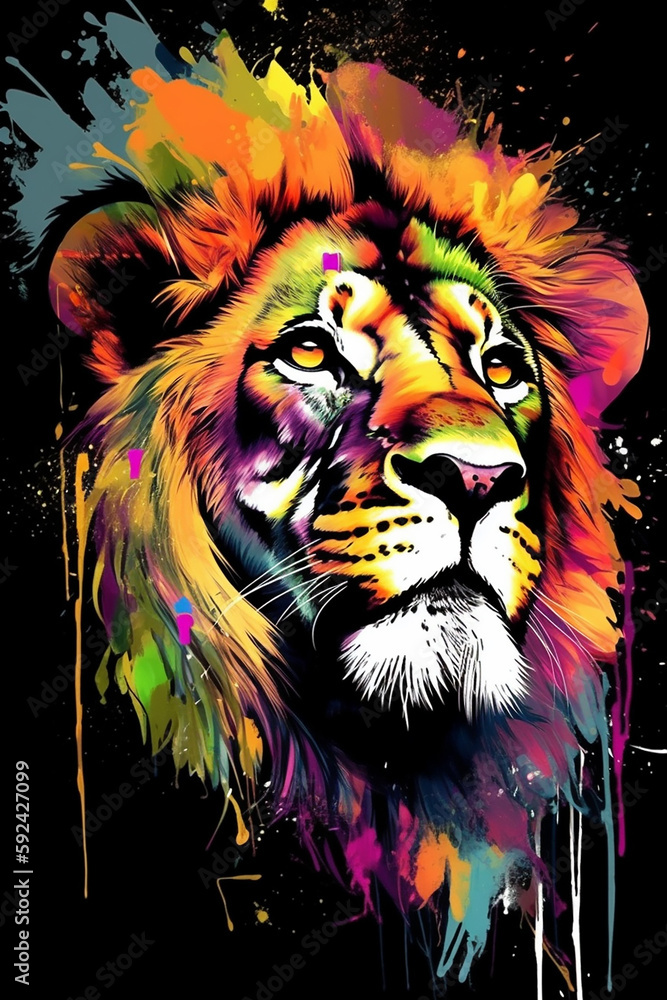 leão arte colorido 
