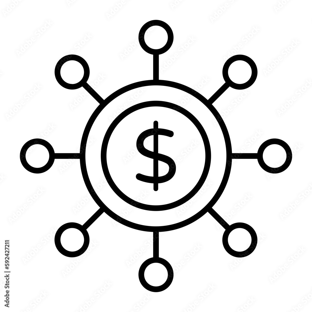 Inflation Coin Thin Line Icon Inflation Coin Thin Line Icon