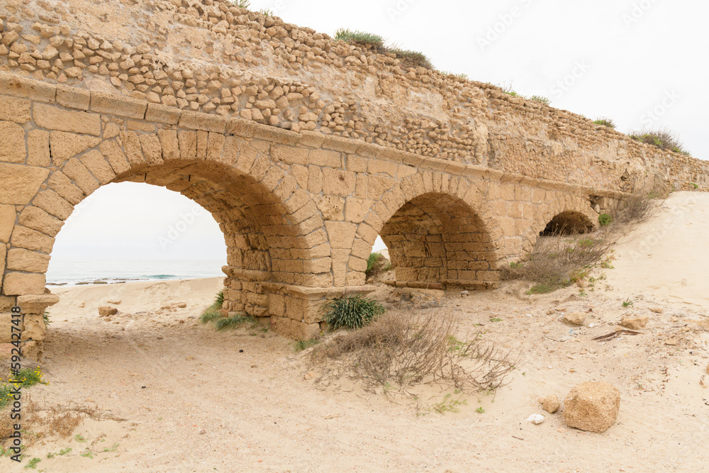 Ancient Roman aqueduct in Caesarea