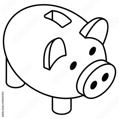 Penny showcasing piggy bank savings icon