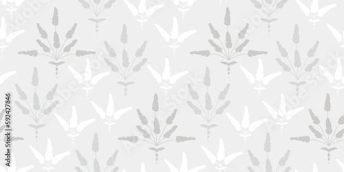 luxury bed pattern. Seamless vector tropical design with calm pastel beige grey colours