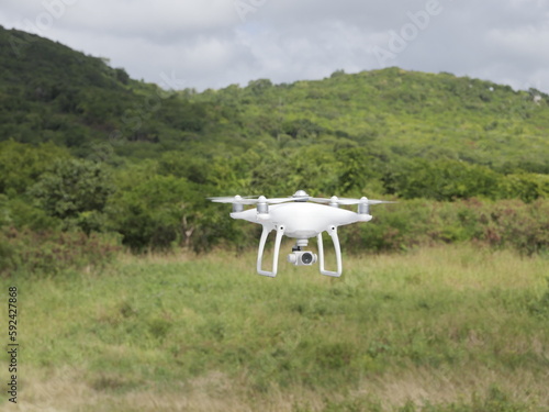 Quadcopter drone flying