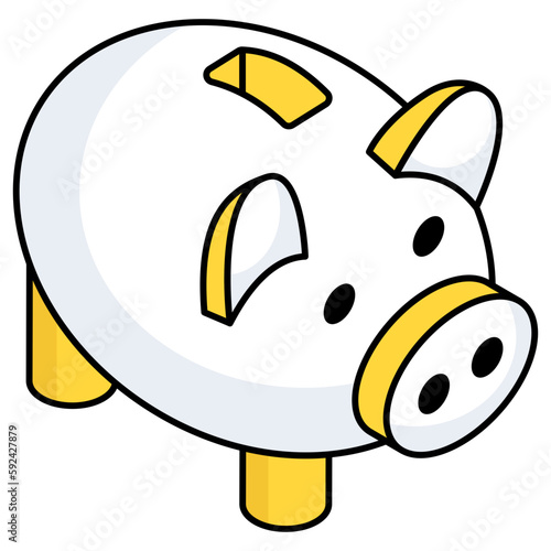 Penny showcasing piggy bank savings icon