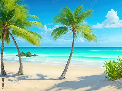 drawing style illustration of a beach in summer