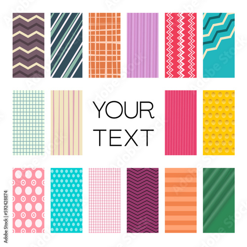 Retro backgrounds set wit sample text in the middle of the frame, vector