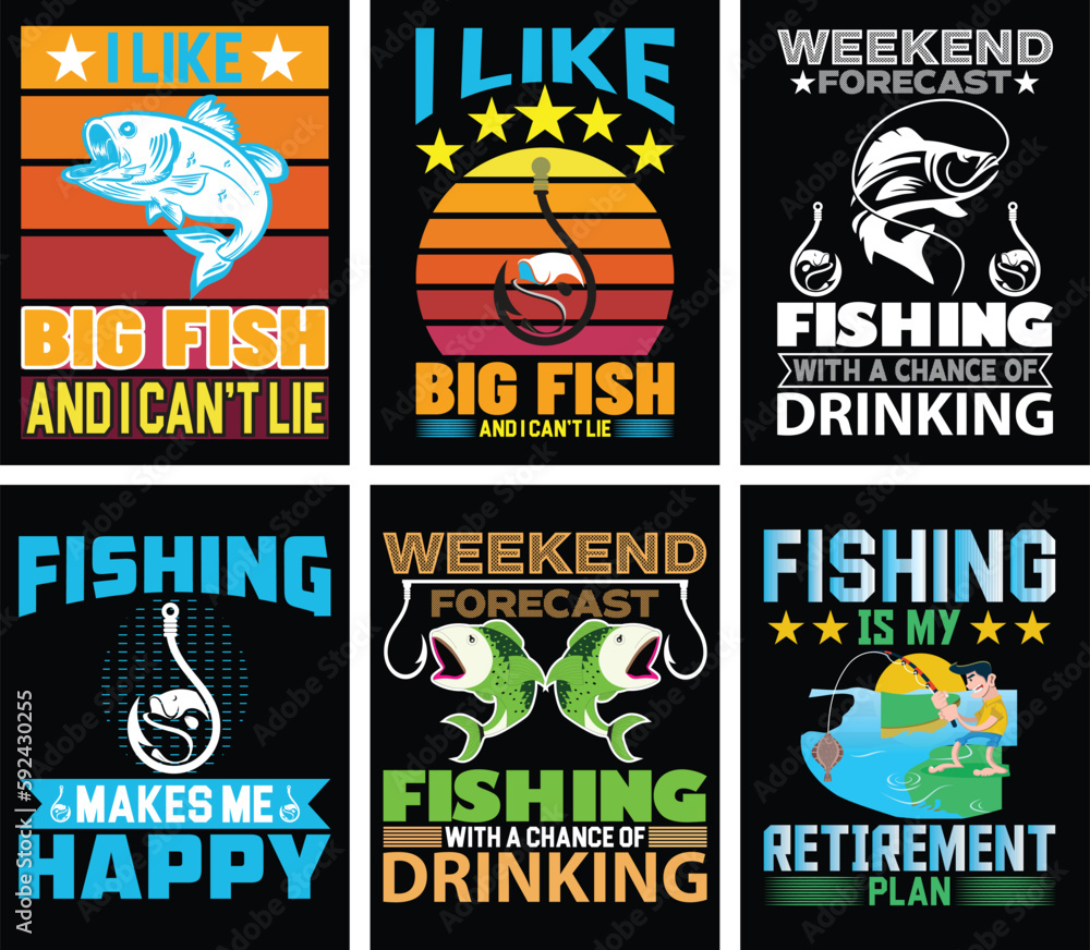  Fishing bundle t-shirt design.