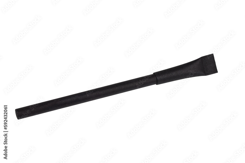 black disposable ballpoint pen with a case made of environmentally friendly material, isolated on a white background black disposable ballpoint pen with a case made of environmentally friendly material, isolated on a white background