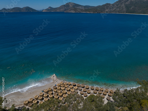 Fethiye Beach in the Summer Season Drone Photo, Oludeniz Fethiye, Mugla Turkiye