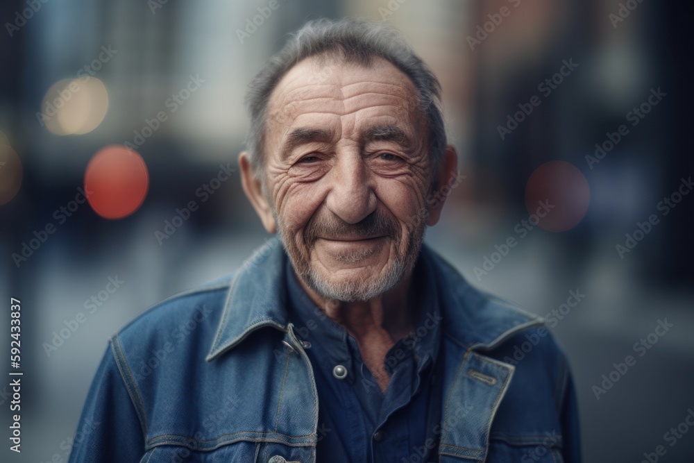 Portrait of a senior man on the street in the city. Portrait of a senior man on the street in the city.