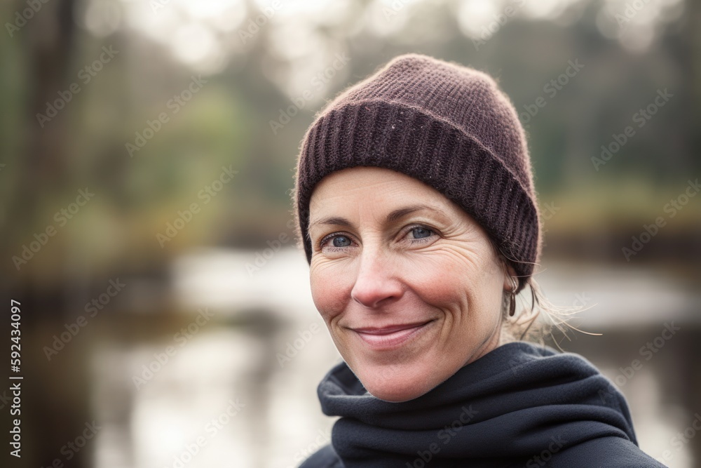 Portrait of a smiling middle-aged woman in the park. Portrait of a smiling middle-aged woman in the park.