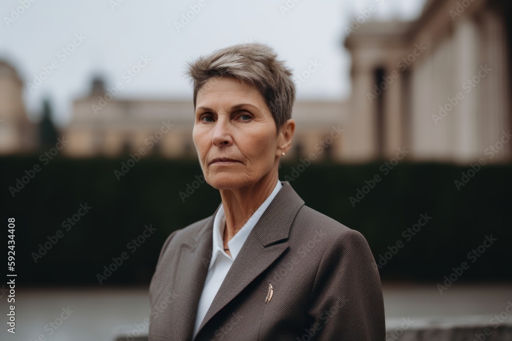 Portrait of a middle-aged woman in a business suit. Portrait of a middle-aged woman in a business suit.