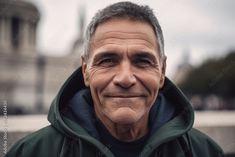Portrait of a senior man in Paris, France looking at camera.
