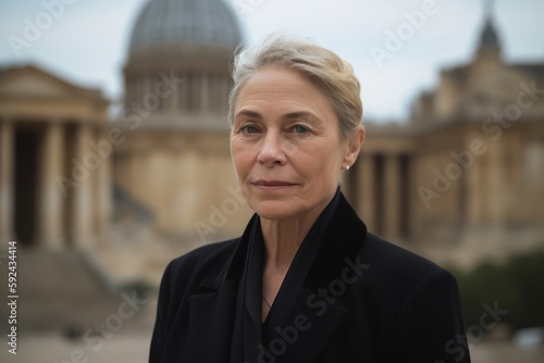 Portrait of a beautiful mature woman in front of St. Paul's Cathedral