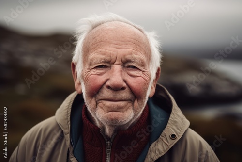 Portrait of a senior man in his 70s, looking at the camera.