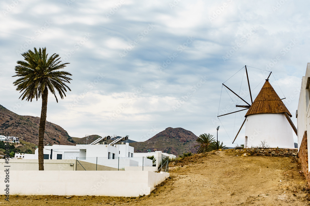 Naklejka premium Wind mill in Las Negras, Spain
