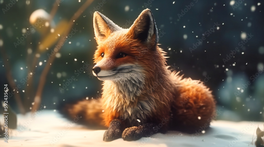 The charming fox in snow The charming fox in snow