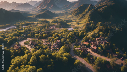 Enchanted Hours: Countryside Landscapes in Autumn and Spring - Generated AI