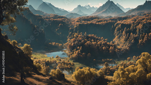 Enchanted Hours: Countryside Landscapes in Autumn and Spring - Generated AI