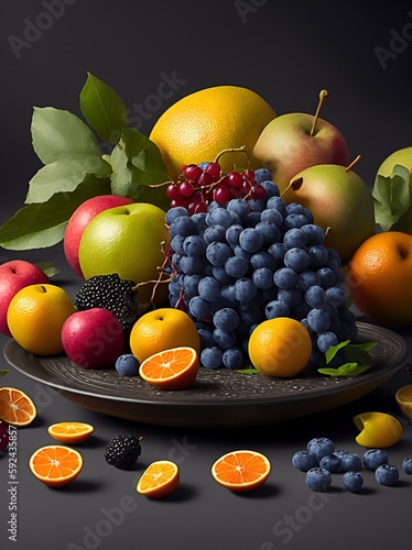 Illustration of a fruit still life created by ai.