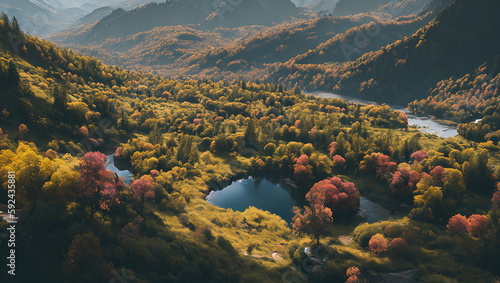 Enchanted Hours: Countryside Landscapes in Autumn and Spring - Generated AI